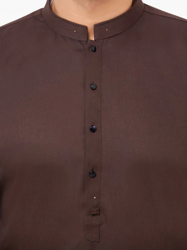Men's Dark Brown Kurta Pajama - Image 4