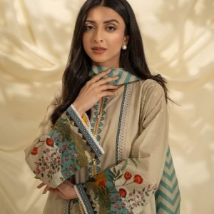 SAISOOM-ZELL-Kurta Dupatta Trouser - Beige - Lawn